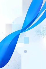 Poster - Abstract blue and white geometric design with wavy lines