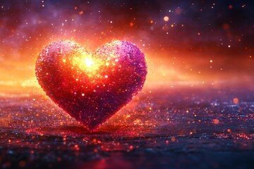 Poster - Sparkling heart in vibrant colors radiates warmth and energy during twilight hours