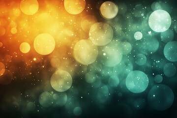 Fototapete - Colorful bokeh patterns create a dreamy background with orange and teal tones during an evening setting
