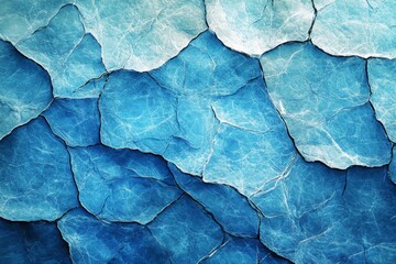 Poster - Texture of blue ice formations showing intricate patterns and shades in a cold landscape