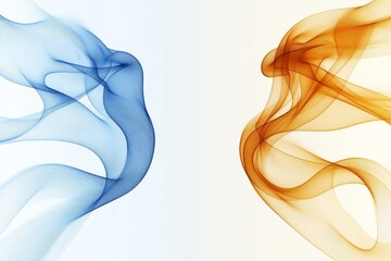Leinwandbilder - Flowing patterns of blue and orange smoke intertwine against a soft background in a creative display of color and movement
