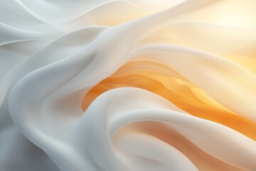 Leinwandbilder - Soft waves of white and orange fabric flow together in a delicate blend, creating a serene and calming atmosphere