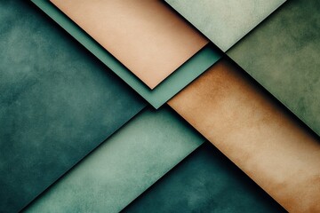 Poster - Colorful geometric shapes layered in muted tones create an abstract design with depth and texture