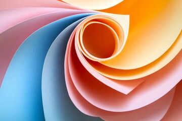Poster - Colorful spirals of paper in pastel shades create an artistic display of texture and form in a close-up view