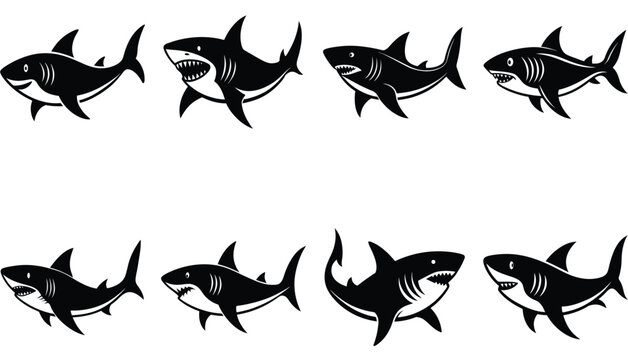 Shark Fish Vector Shilhouette Bundle Set Collection