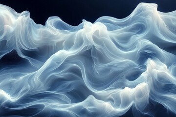 Poster - Elegant translucent waves create a soothing visual effect with flowing textures and serene colors in an abstract composition