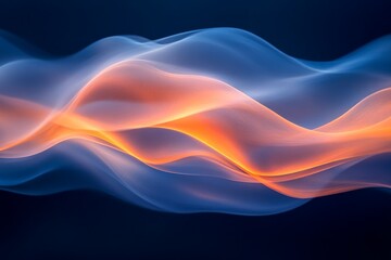 Poster - Flowing waves of light create a mesmerizing visual display in shades of blue and orange