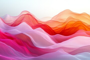 Leinwandbilder - Colorful abstract landscape with flowing waves of pink, red, and orange hues captured during golden hour