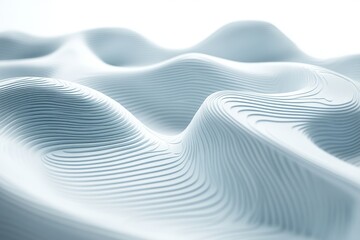 Aufkleber - Surreal undulating patterns in soft blue tones create a calming atmosphere in a minimalist setting