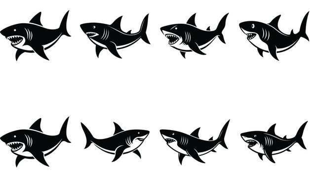 Shark Fish Vector Shilhouette Bundle Set Collection