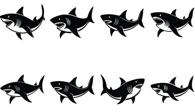 Shark Fish Vector Shilhouette Bundle Set Collection