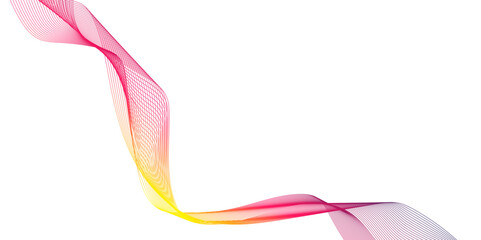 Poster - a abstract yellow pink smoke on wave line white background, flowing ribbon of orange fabric softly s