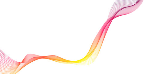 Poster - a abstract yellow pink smoke on wave line white background, flowing ribbon of orange fabric softly s