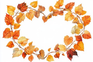 Aufkleber - Beautiful autumn leaves create a heart-shaped frame showcasing seasonal colors in October