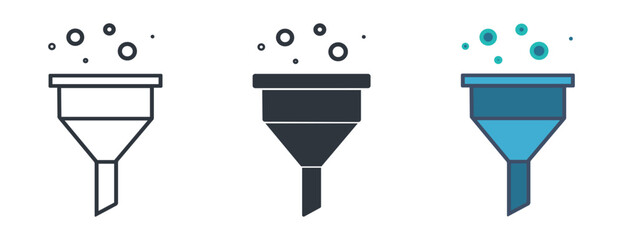 Poster - Vector Funnel Icon with Bubbles, Simple Design for Filtration, Sorting, and Data Analysis Concepts