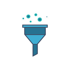 Poster - Colorful Funnel Icon with Bubbles, Simple Design for Filtration, Sorting, and Process Management Concepts