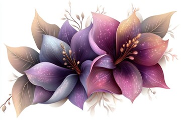 Aufkleber - Colorful floral arrangement with purple and pink hues set against a soft background