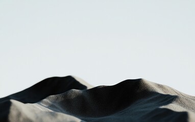 Poster - Abstract landscape of dark gray hills under a bright sky. The texture is grainy and detailed, and the light creates shadows and highlights across the undulating forms