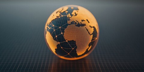 Leinwandbilder - Global Network Connection Illuminated Earth Globe Digital World Map Technology Concept