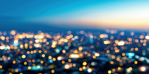 Poster - Stunning Bokeh Cityscape at Twilight Golden Hour Lights Abstract Background