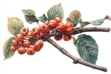 Poster - Bright cluster of ripe fruit on branch showcasing natural beauty and fresh vibrancy in a botanical arrangement