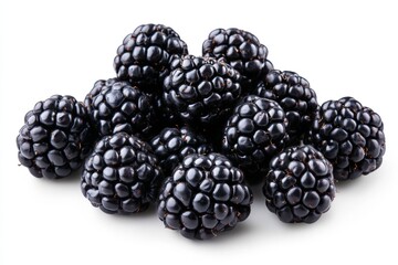 Aufkleber - Fresh blackberries piled on a white background ready for desserts or snacking