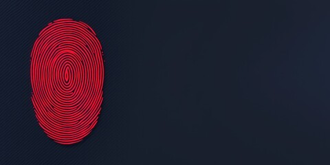 Poster - Red Fingerprint Scan on Dark Background Digital Identity Security Concept