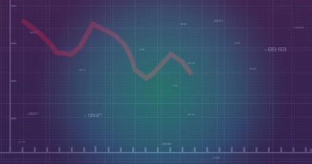 Poster - Animation of fluctuating data trends on blue and green gradient background