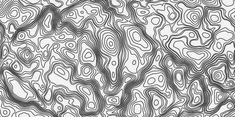 Poster - Abstract modern topography circle with contour map waves paper topo relief line map mountain background. Curved line topo seamless topography ornament design. Vector background.