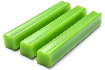 Poster - Fresh green celery sticks arranged neatly, highlighting their vibrant color and crisp texture in a clean kitchen setting