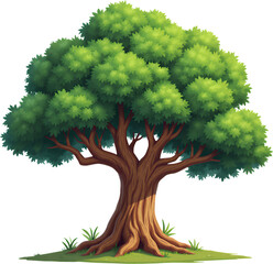 Cartoon illustration of a tree with a transparent background