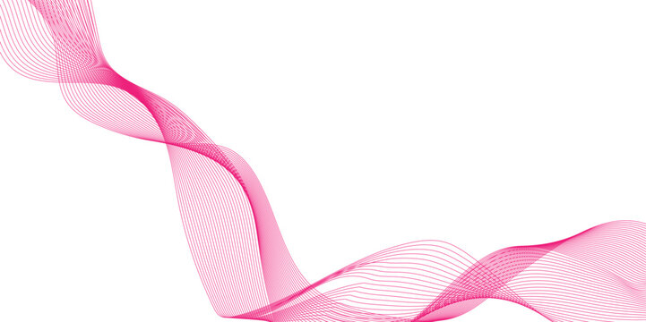 pink ribbon isolated on white background, abstract flowing lines and pastel gradient, abstract pink wave line background, reative line art. Pink waves with lines.