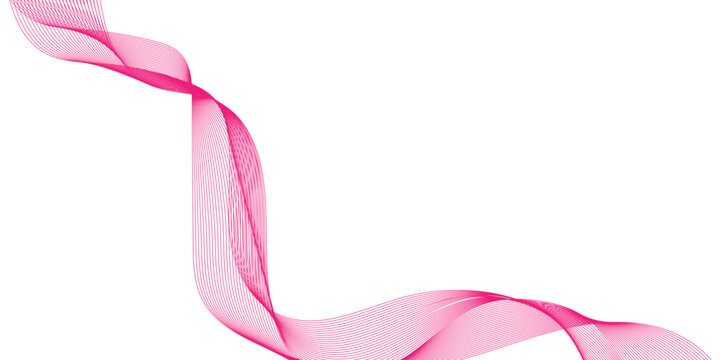 pink ribbon isolated on white background, abstract flowing lines and pastel gradient, abstract pink wave line background, reative line art. Pink waves with lines.