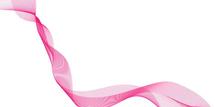 pink ribbon isolated on white background, abstract flowing lines and pastel gradient, abstract pink wave line background, reative line art. Pink waves with lines.