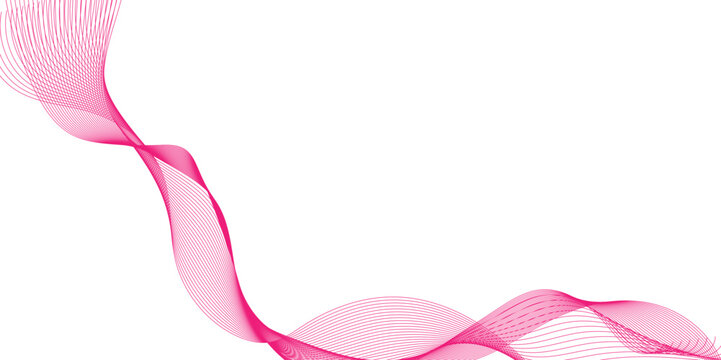 pink ribbon isolated on white background, abstract flowing lines and pastel gradient, abstract pink wave line background, reative line art. Pink waves with lines.