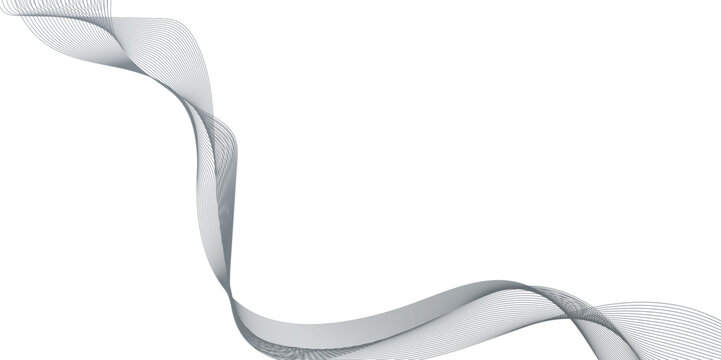Abstract connecting dots and wave lines on a white background,  element for design wave with lines created using blend tool, illustration of overlapping curved gray lines forming a flowing wave line .