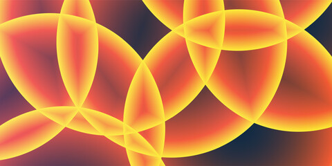 Poster - Abstract Background, Header or Banner Design with Large Orange, Red and Yellow Overlaying Globes, Bubbles Pattern - Multi Purpose Creative Wide Scale Template for Web in Editable Vector Format
