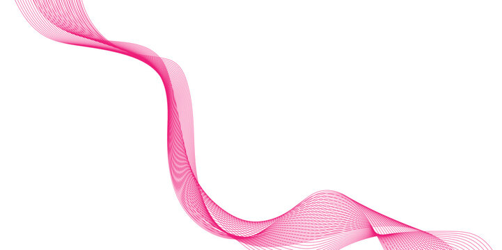 Abstract pink color wave line background, pink ribbon isolated on white background, creative line art pink waves with lines, abstract background with multicolored curly,  