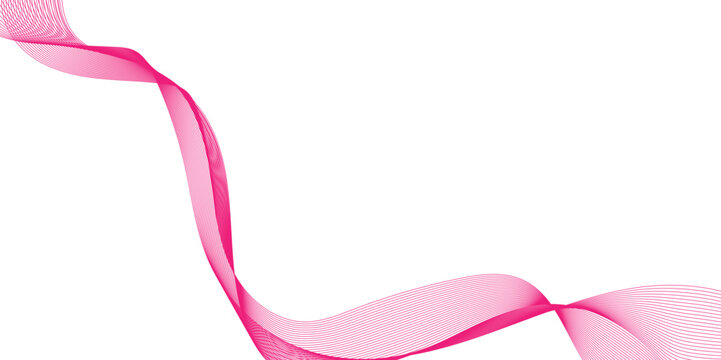 Abstract pink color wave line background, pink ribbon isolated on white background, creative line art pink waves with lines, abstract background with multicolored curly,  