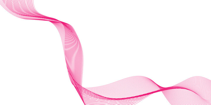 Abstract pink color wave line background, pink ribbon isolated on white background, creative line art pink waves with lines, abstract background with multicolored curly,  