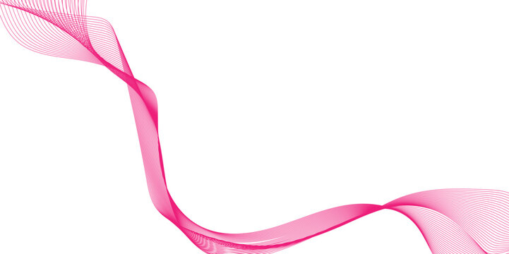 Abstract pink color wave line background, pink ribbon isolated on white background, creative line art pink waves with lines, abstract background with multicolored curly,  