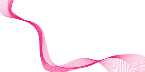 Poster - abstract pink stripes on a white background. Pink wavy ribbon isolated on white background, creative wave line art, vibrant red fabric folds dramatically against a stark white wave line.