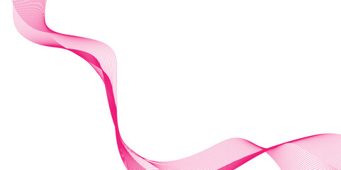 Poster - abstract pink stripes on a white background. Pink wavy ribbon isolated on white background, creative wave line art, vibrant red fabric folds dramatically against a stark white wave line.