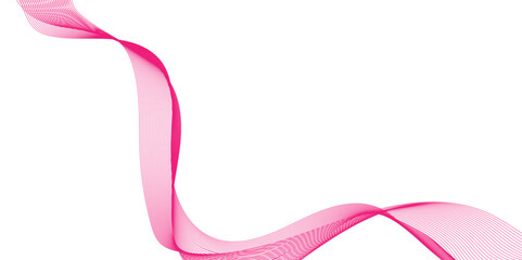 Poster - abstract pink stripes on a white background. Pink wavy ribbon isolated on white background, creative wave line art, vibrant red fabric folds dramatically against a stark white wave line.
