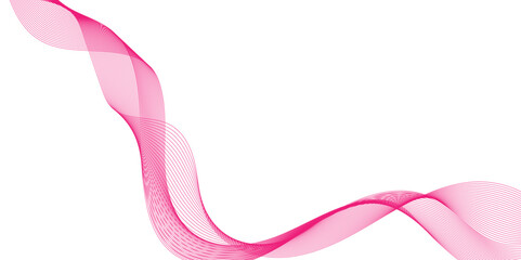 Poster - abstract pink stripes on a white background. Pink wavy ribbon isolated on white background, creative wave line art, vibrant red fabric folds dramatically against a stark white wave line.