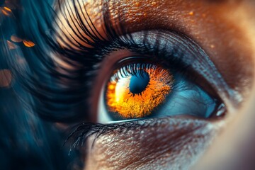 Poster - Close-up view of a striking orange eye showcasing intricate details and vibrant colors