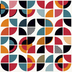 Aufkleber - Geometric pattern with quarter circles. Abstract and mosaic color pattern.