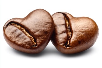 Aufkleber - Coffee beans shaped like hearts showcase the beauty of nature and love for high-quality coffee on a clean background