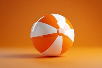 Aufkleber - Colorful beach ball resting on an orange surface, perfect for summer fun and beach activities