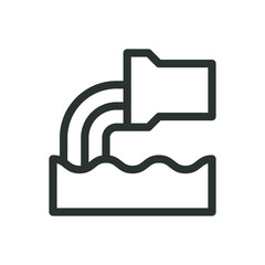 Poster - drainage pipe line icon, water flowing from drainage pipe vector symbol with editable stroke